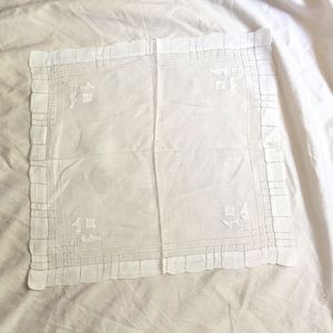 Vintage White Handkerchief with Drawn Work Detail